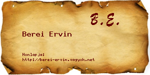 Berei Ervin névjegykártya